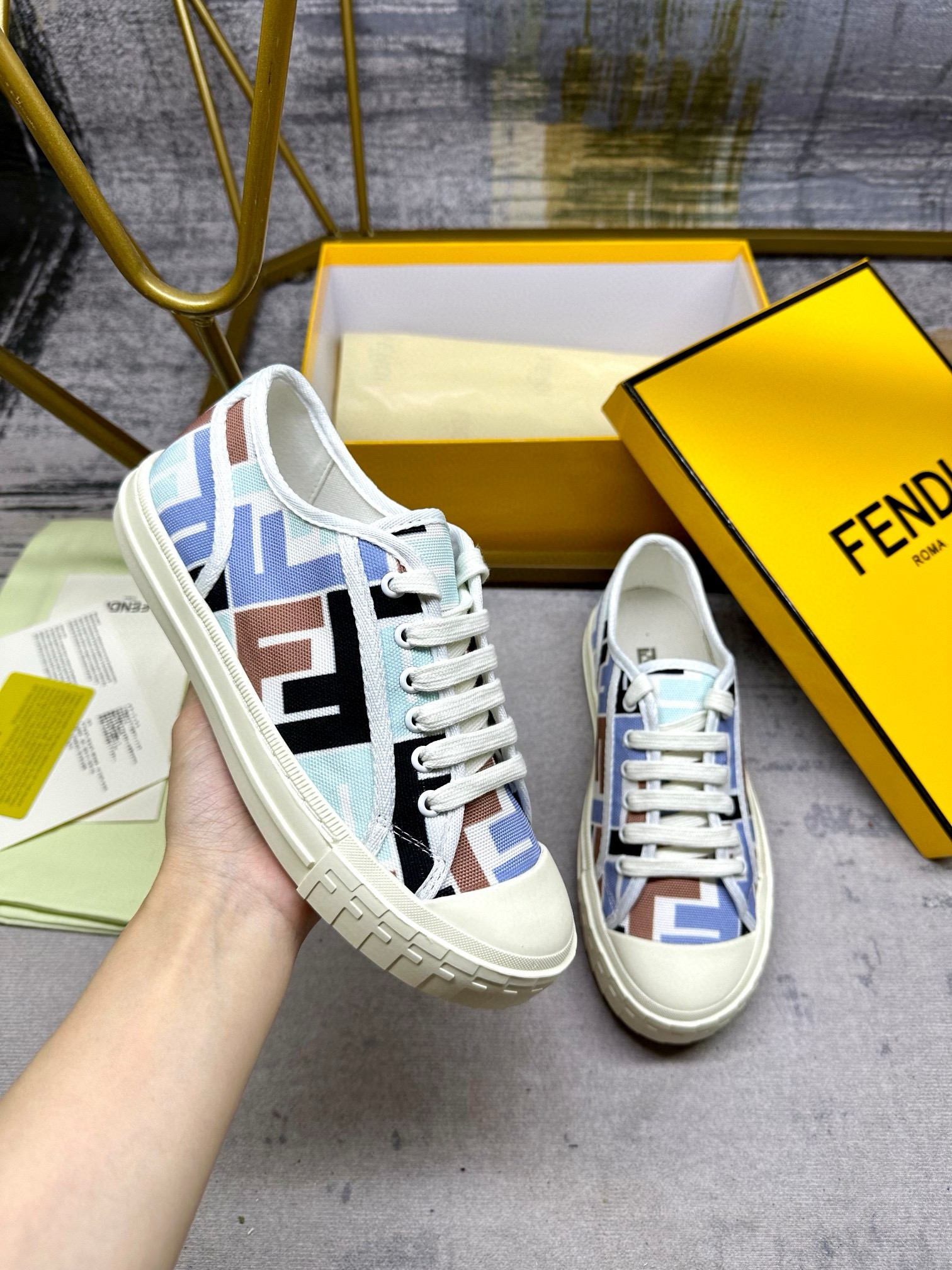 Fendi domino FF fabric low-tops