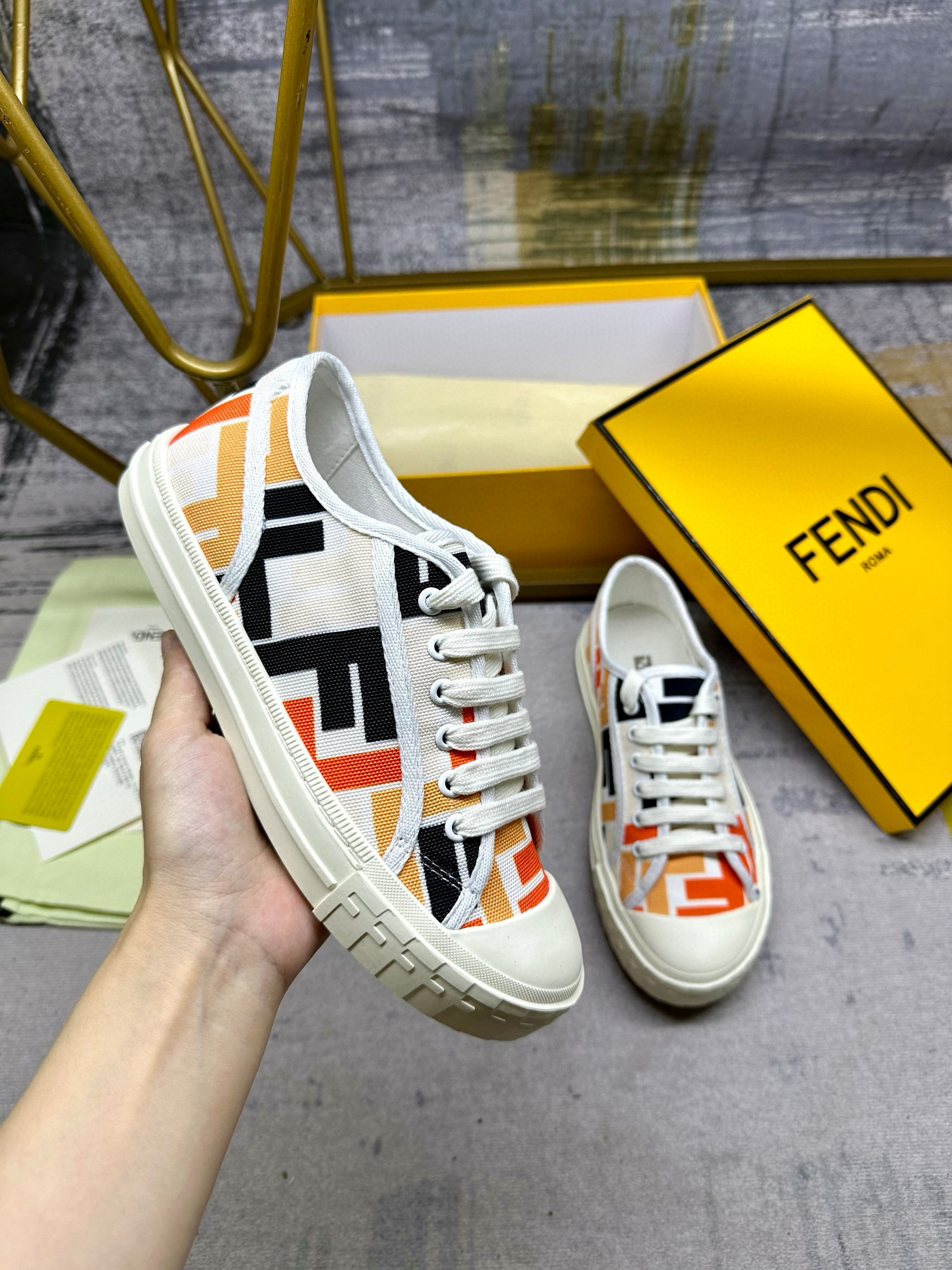 Fendi domino FF fabric low-tops