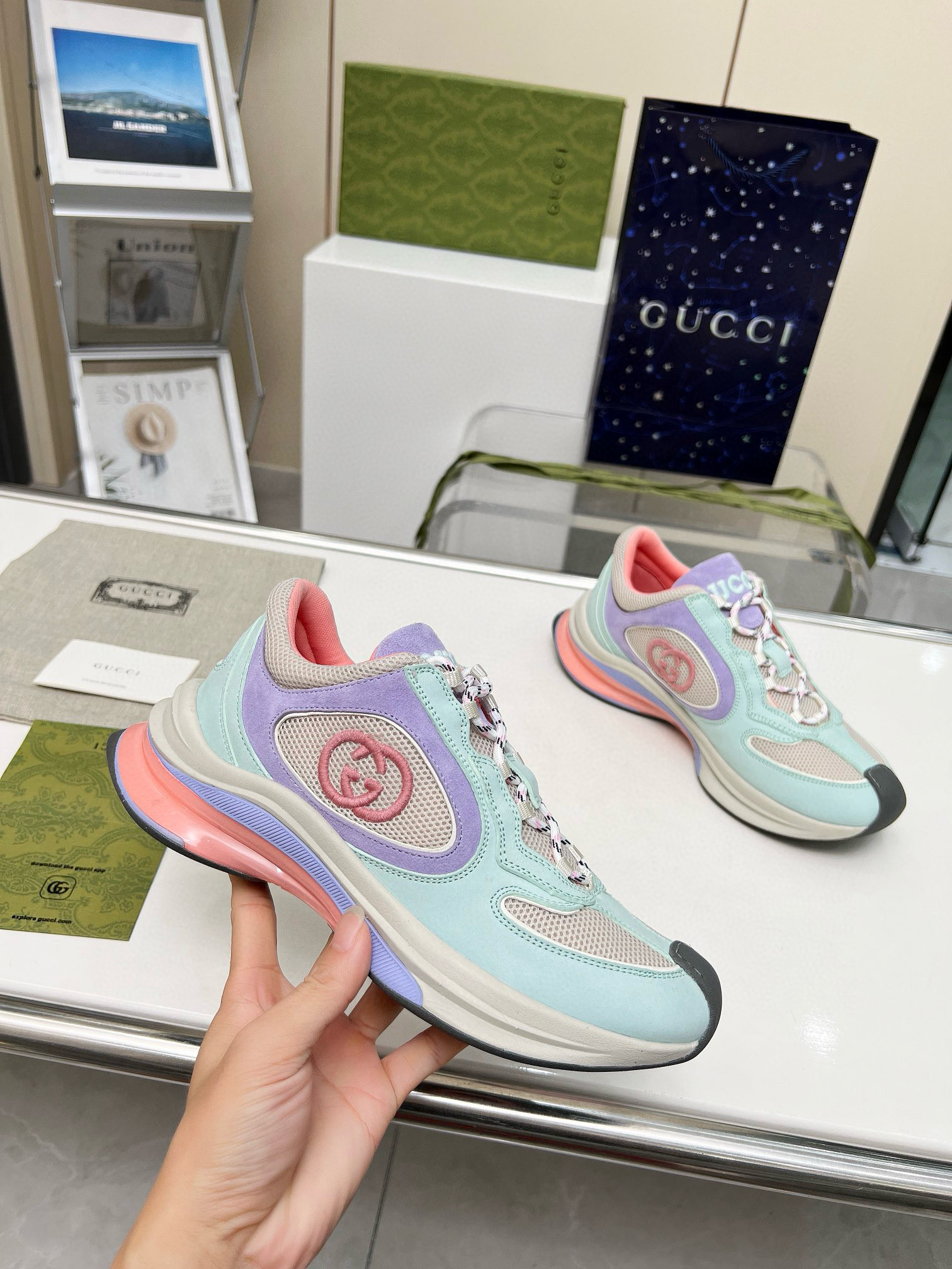 GUCCI Dad's lovers shoes TPU鉃昉U Foam combination outsole VER Fashion Dad Trainers  Shoes