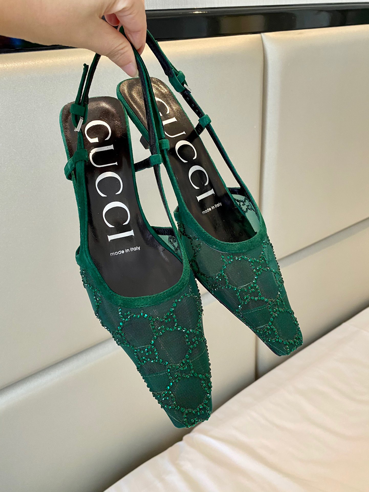 GUCCI Vintage Middle aged hot diamond mesh sandals