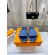 LV Denim printed fabric anti slip slippers