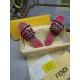 Fendi Canvas embroidered flat bottomed slippers