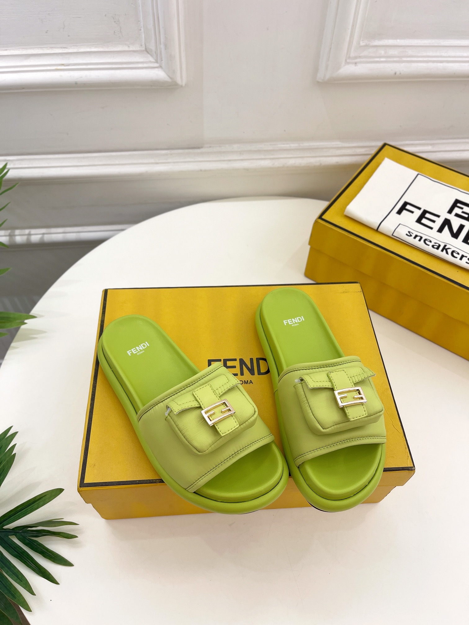 Fendi Space cotton pocket casual slippers