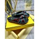 Fendi Flat soled thick soled shoes with tie and tie sandals