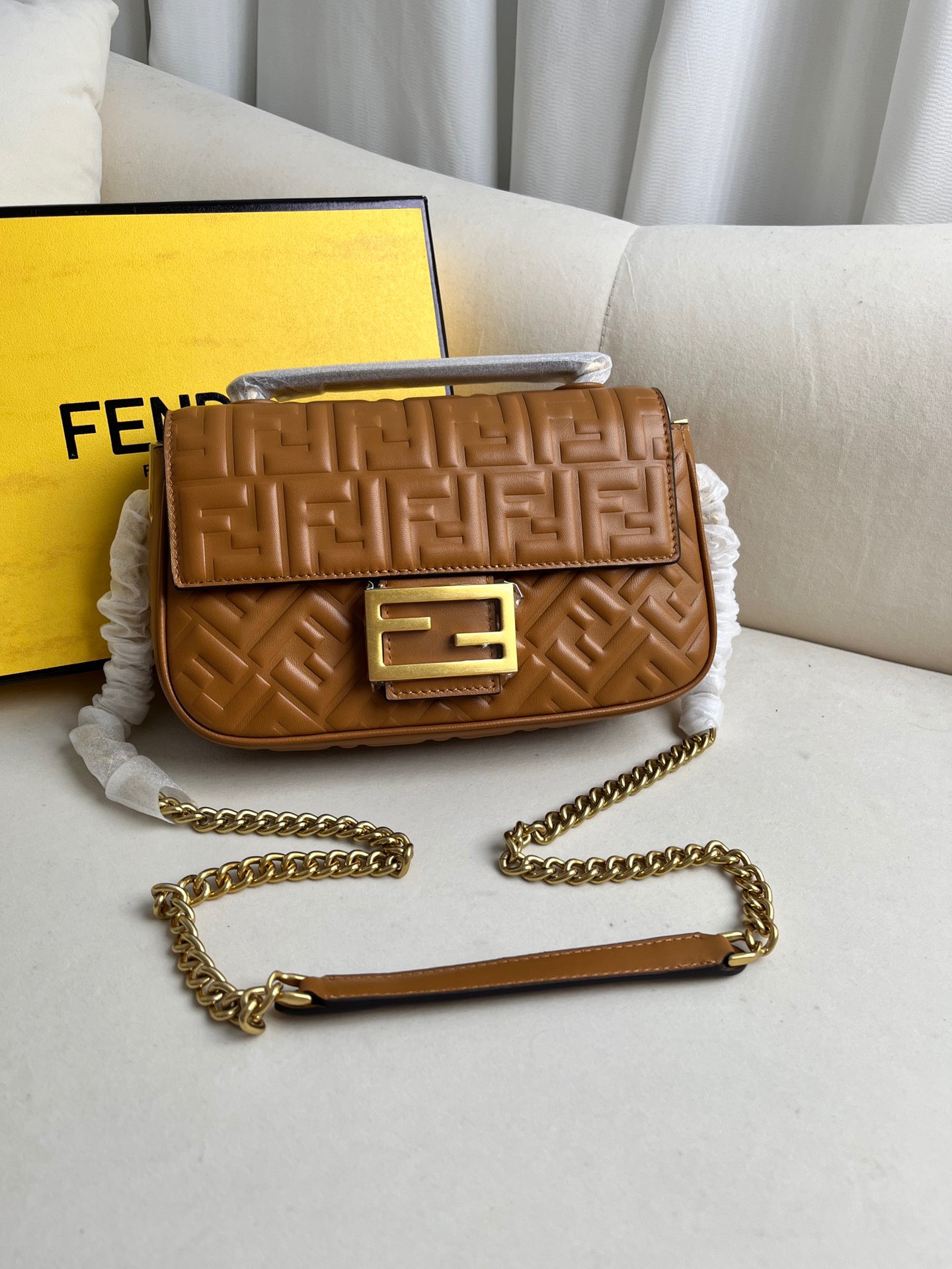 Fendi Classic Baguette Canvas Crafted Shoulder Bag