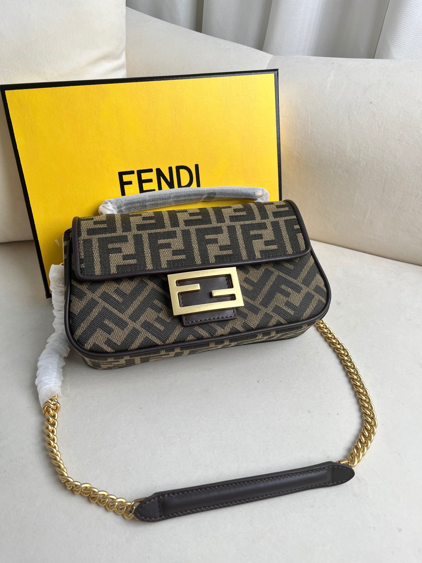 Fendi Classic Baguette Canvas Crafted Shoulder Bag