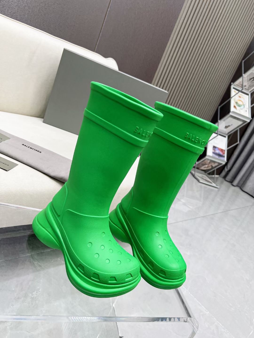 Balenciaga x Crocs Co branded Cave Rainboots