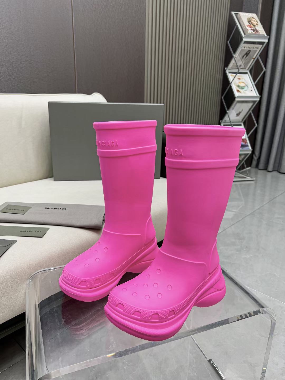 Balenciaga x Crocs Co branded Cave Rainboots