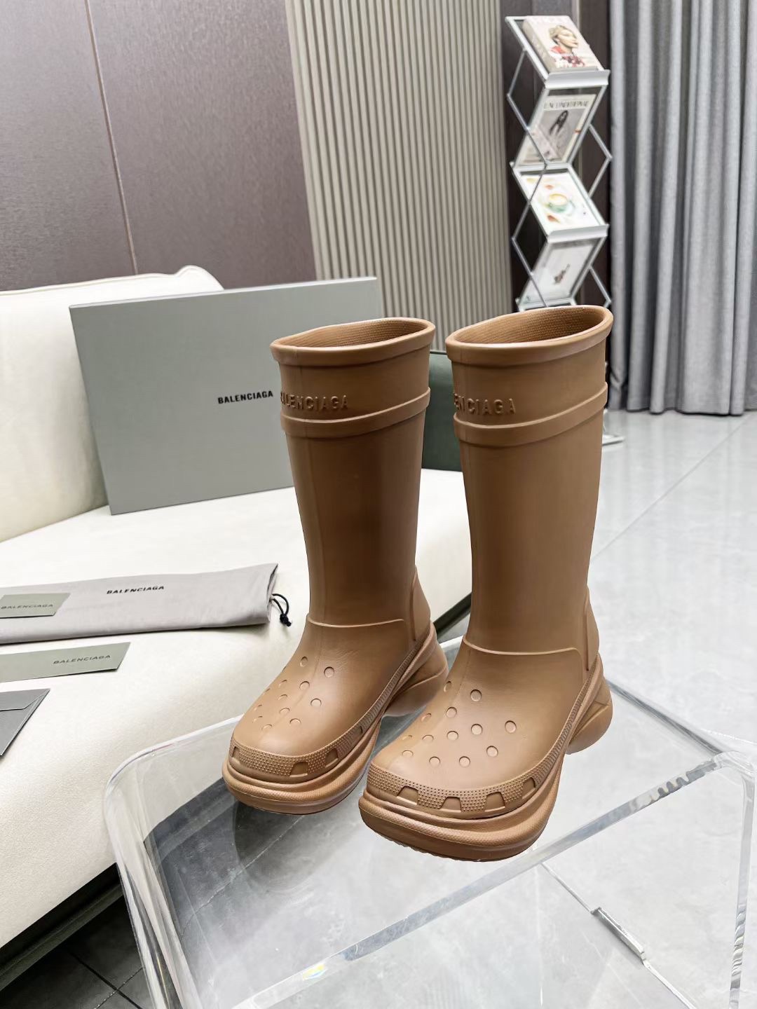 Balenciaga x Crocs Co branded Cave Rainboots