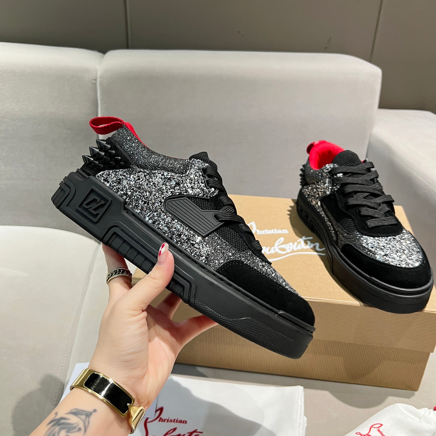 Christian Louboutin Astroloibi couple thick soled sneakers