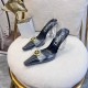 Versace GIANNI RIBBON Medusa square toe film thick heeled sandals