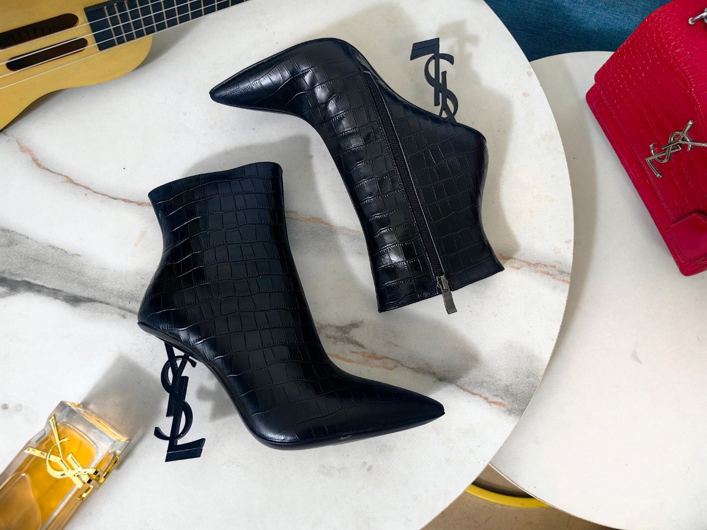 Saint Laurent Logo letter high-heeled boots