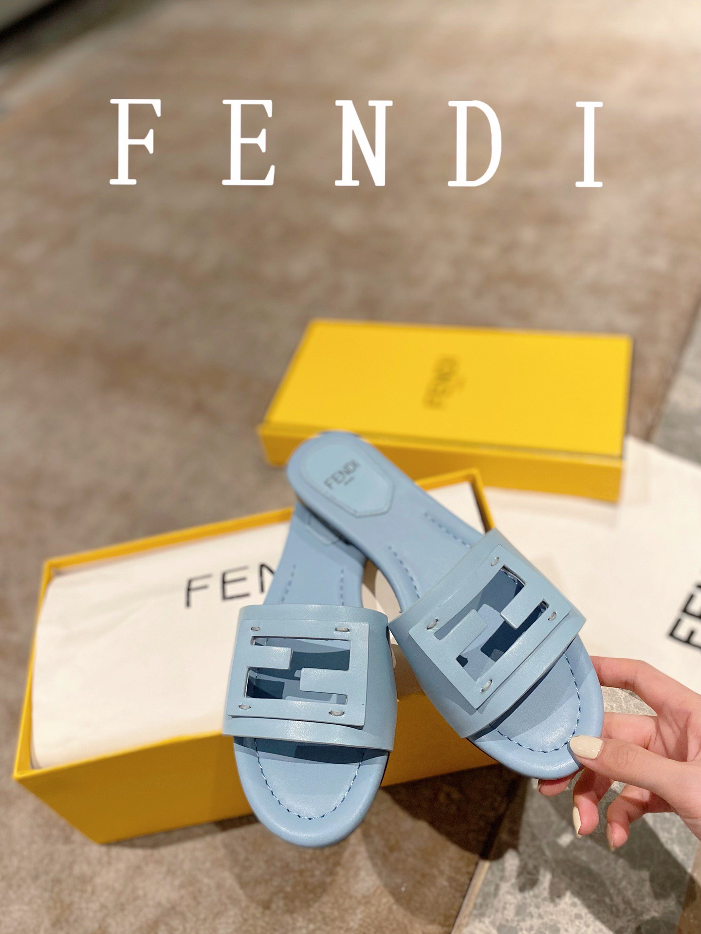 Fendi BAGUETTE leather slides