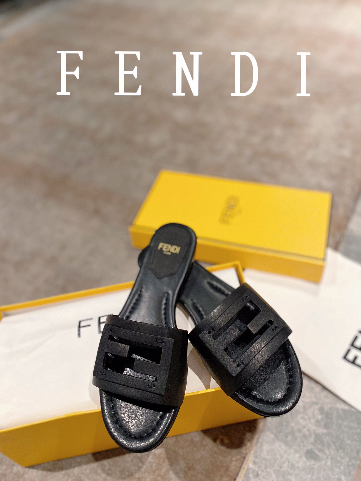 Fendi BAGUETTE leather slides