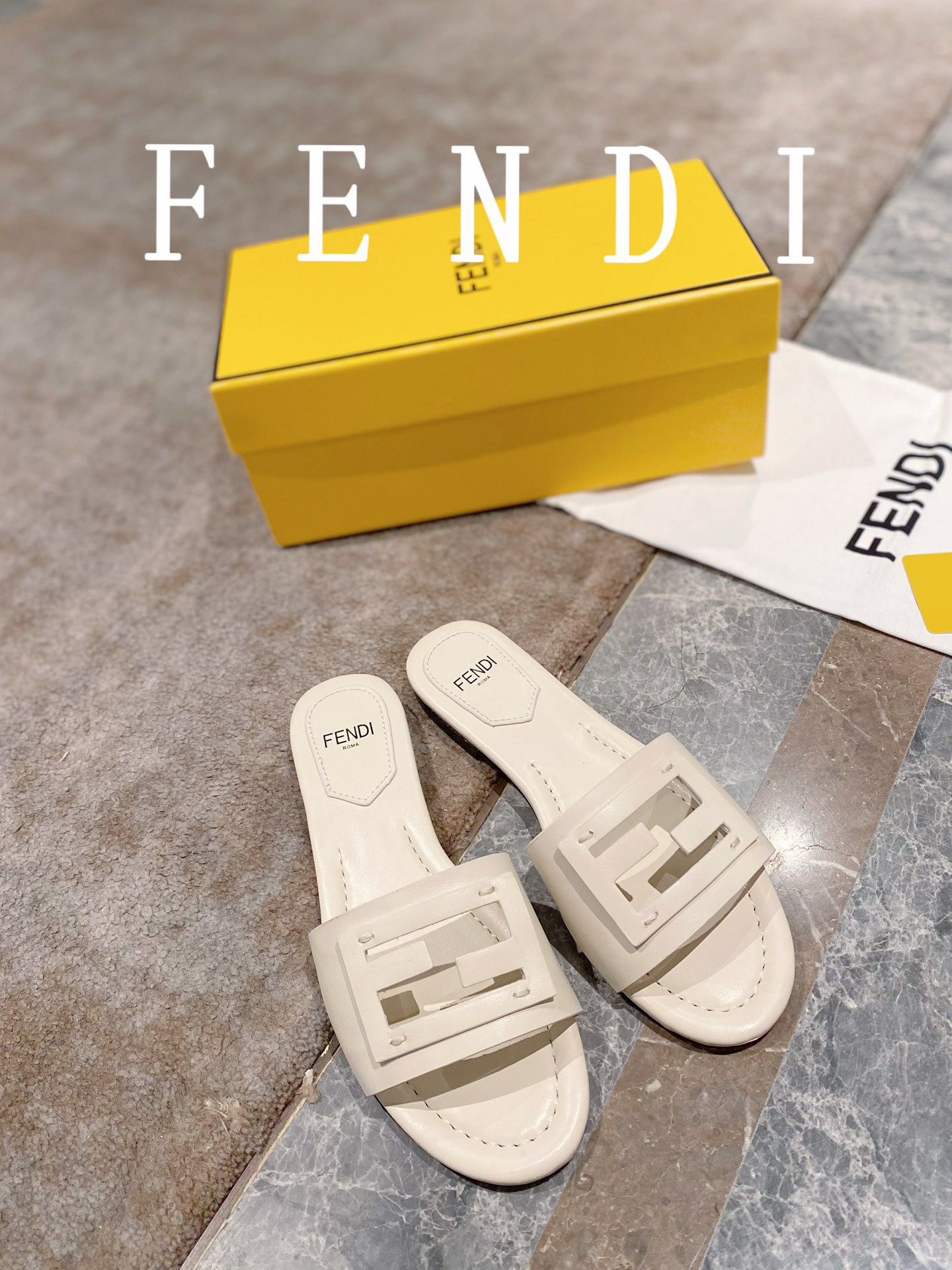 Fendi BAGUETTE leather slides