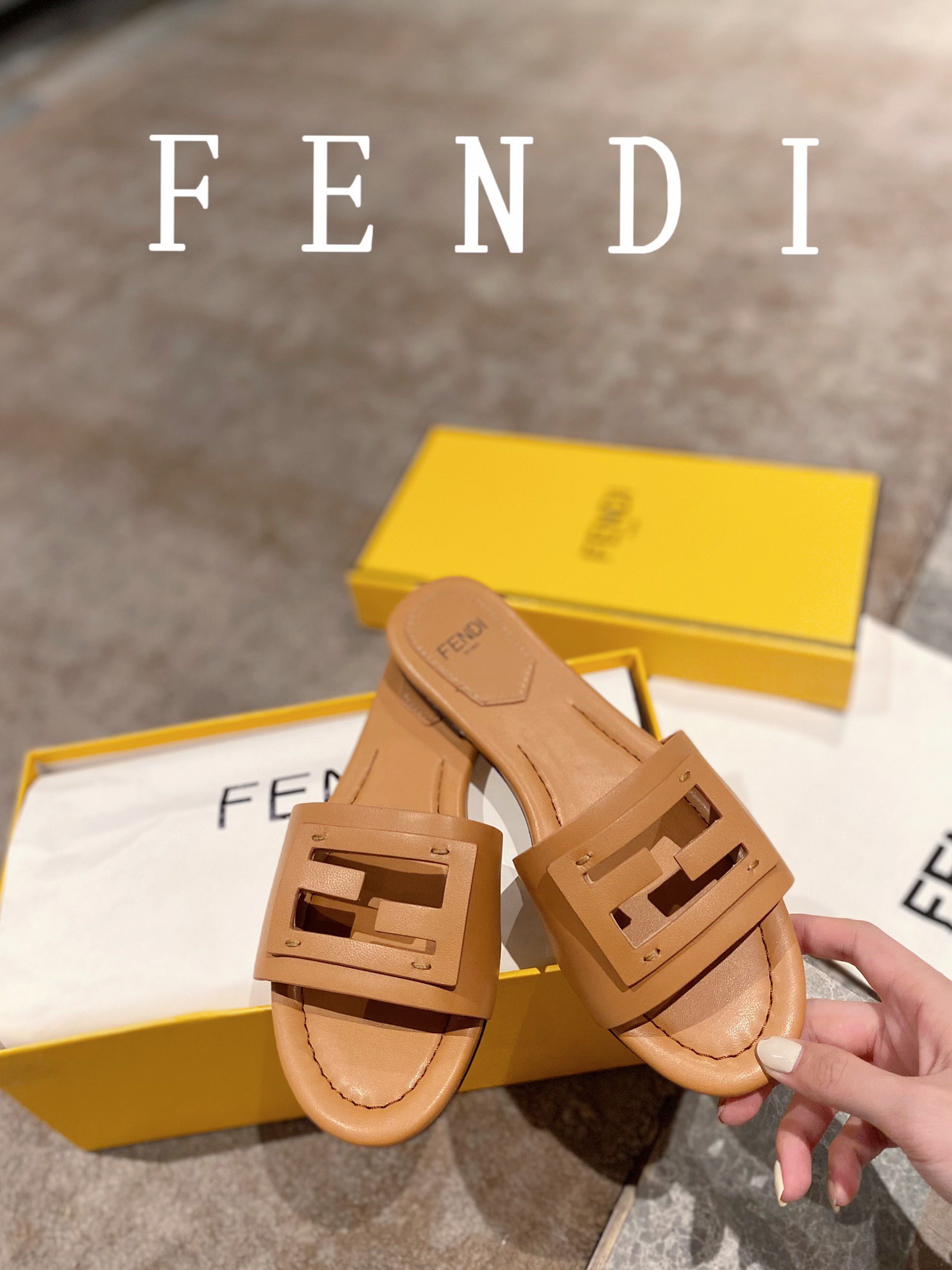 Fendi BAGUETTE leather slides