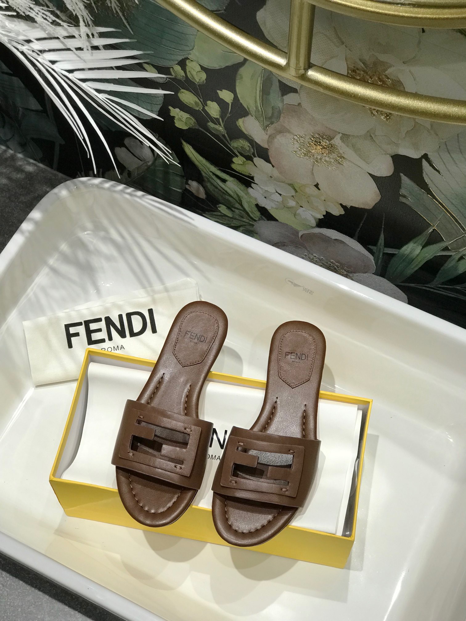 Fendi BAGUETTE leather slides