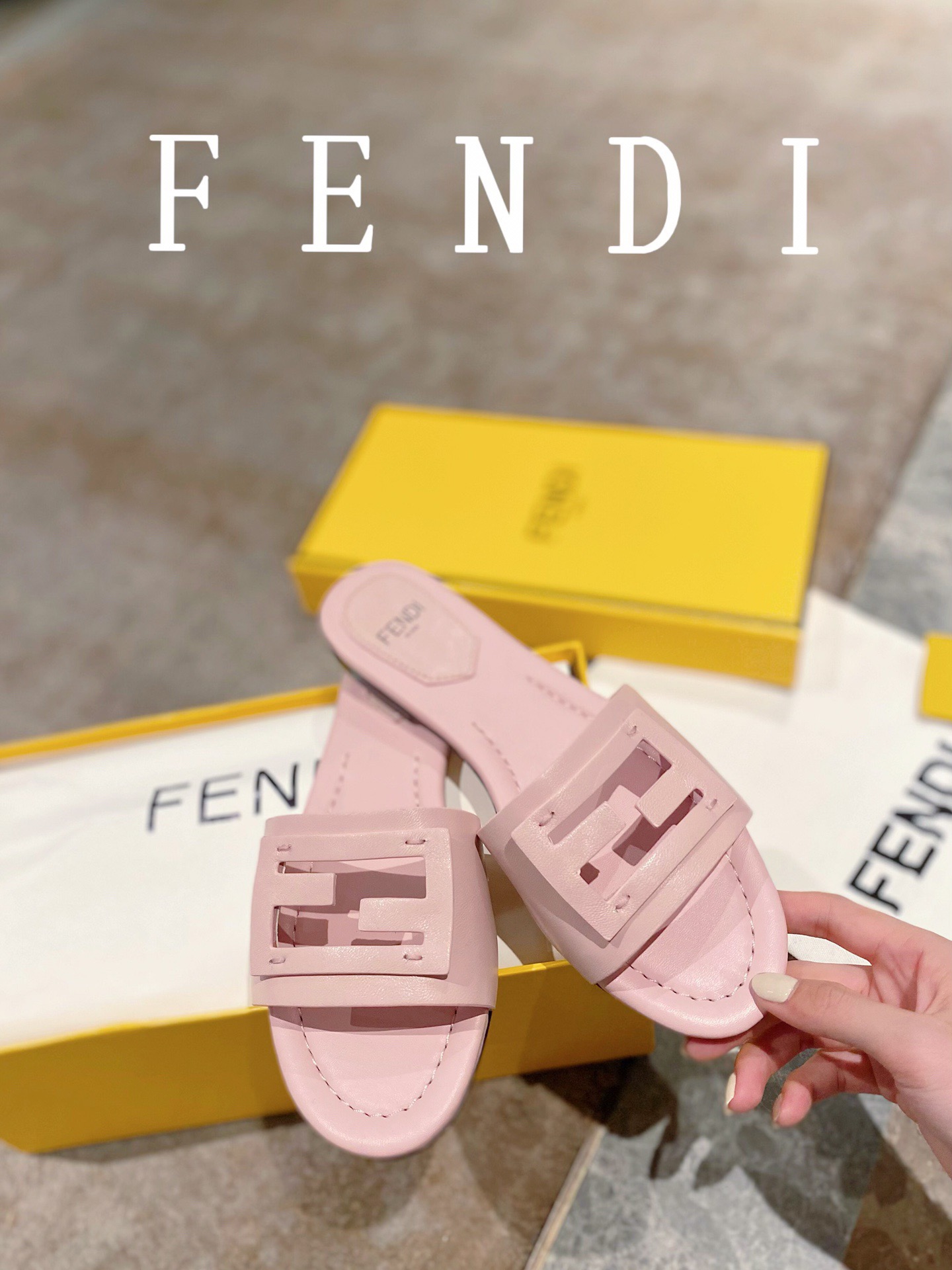 Fendi BAGUETTE leather slides