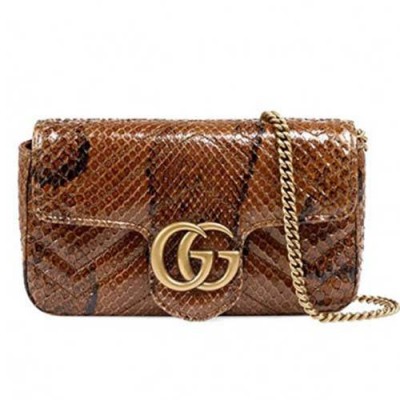 GUCCI GG MARMONT PYTHON SUPER MINI BAG 476433 LU3MT 2535  （16.5*9.5*4.5cm）