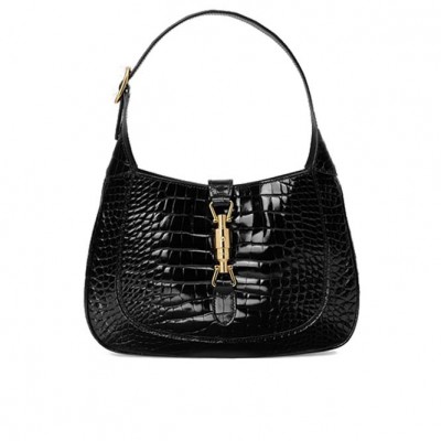 GUCCI JACKIE 1961 CROCODILE SMALL SHOULDER BAG 636709 EV40G 1000  (28*19*4.5cm)