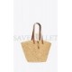 YSL PANIER MEDIUM IN RAFFIA AND VEGETABLE-TANNED LEATHER 740375GAADJ2080 (44*21*20cm)