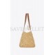 YSL PANIER SMALL IN RAFFIA AND VEGETABLE-TANNED LEATHER 751240GAADJ2080 (38*21*20cm)