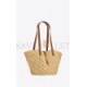 YSL PANIER SMALL IN RAFFIA AND VEGETABLE-TANNED LEATHER 751240GAADJ2080 (38*21*20cm)