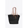 YSL PANIER MEDIUM BAG IN CROCHET RAFFIA AND SMOOTH LEATHER 688221GAAAC1062 (48*30*26cm)