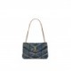 YSL PUFFER SMALL CHAIN BAG IN QUILTED VINTAGE DENIM AND SUEDE 5774762PT674575 (29*17*11cm)