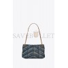 YSL PUFFER SMALL CHAIN BAG IN QUILTED VINTAGE DENIM AND SUEDE 5774762PT674575 (29*17*11cm)