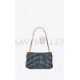 YSL PUFFER SMALL CHAIN BAG IN QUILTED VINTAGE DENIM AND SUEDE 5774762PT674575 (29*17*11cm)