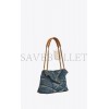 YSL PUFFER SMALL CHAIN BAG IN QUILTED VINTAGE DENIM AND SUEDE 5774762PT674575 (29*17*11cm)