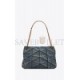 YSL PUFFER MEDIUM CHAIN BAG IN QUILTED VINTAGE DENIM AND SUEDE 5774752PT674575 (35*23*13.5cm)