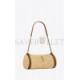 YSL CASSANDRE SMALL CYLINDRIC BAG IN RAFFIA AND VEGETABLE-TANNED LEATHER 744504GAABN2080 (24.5*11*11cm)