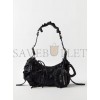 BALENCIAGA BLACK LE CAGOLE XS RUFFLED SPANDEX SHOULDER BAG  BALENCIAGA  MATCHESFASHION US (25.6*11.4*7.3cm)