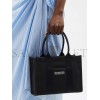 BALENCIAGA BLACK NEO NAVY M LEATHER-TRIMMED CANVAS TOTE BAG  BALENCIAGA  MATCHESFASHION US (34.5*25.9*12.9cm)