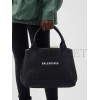 BALENCIAGA BLACK CABAS S LOGO-PRINT LEATHER-TRIM CANVAS TOTE BAG  BALENCIAGA  MATCHESFASHION US (35*25*19cm)