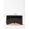 BALENCIAGA BLACK HOURGLASS CROCODILE-EFFECT LEATHER CROSS-BODY BAG  BALENCIAGA  MATCHESFASHION US (19.8*12.1*5cm)