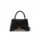 BALENCIAGA BLACK HOURGLASS S CROCODILE-EFFECT LEATHER BAG  BALENCIAGA  MATCHESFASHION US (22.8*15.2*9cm)