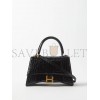 BALENCIAGA BLACK HOURGLASS S CROCODILE-EFFECT LEATHER BAG  BALENCIAGA  MATCHESFASHION US (22.8*15.2*9cm)