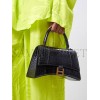 BALENCIAGA BLACK HOURGLASS S CROCODILE-EFFECT LEATHER BAG  BALENCIAGA  MATCHESFASHION US (22.8*15.2*9cm)