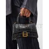 BALENCIAGA BLACK HOURGLASS XS CROCODILE-EFFECT LEATHER BAG  BALENCIAGA  MATCHESFASHION US (19*12.1*7.6cm)