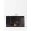 BALENCIAGA BLACK HOURGLASS CROCODILE-EFFECT LEATHER CLUTCH BAG  BALENCIAGA  MATCHESFASHION US (27*16*2cm)