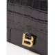 BALENCIAGA BLACK HOURGLASS CROCODILE-EFFECT LEATHER CLUTCH BAG  BALENCIAGA  MATCHESFASHION US (27*16*2cm)