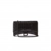 BALENCIAGA BLACK HOURGLASS CROC-EFFECT LEATHER CROSS-BODY BAG  BALENCIAGA  MATCHESFASHION US (20*12.1*10.6cm)