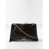 BALENCIAGA BLACK CRUSH LARGE CRACKLED-LEATHER SHOULDER BAG  BALENCIAGA  MATCHESFASHION US (39.3*24.8*12.7cm)