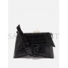 BALENCIAGA BLACK DOWNTOWN CROCODILE-EFFECT LEATHER SHOULDER BAG  BALENCIAGA  MATCHESFASHION US (29*18*11cm)