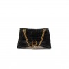 BALENCIAGA BLACK CRUSH CHAIN CROCODILE-EFFECT LEATHER SHOULDER BAG  BALENCIAGA  MATCHESFASHION US (25.5*16*6.4cm)