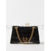 BALENCIAGA BLACK CRUSH CHAIN CROCODILE-EFFECT LEATHER SHOULDER BAG  BALENCIAGA  MATCHESFASHION US (25.5*16*6.4cm)