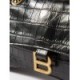 BALENCIAGA BLACK CRUSH CHAIN CROCODILE-EFFECT LEATHER SHOULDER BAG  BALENCIAGA  MATCHESFASHION US (25.5*16*6.4cm)